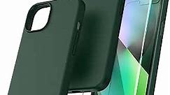TOCOL 5 in 1 for iPhone 13 Case, with 2 Pack Screen Protector + 2 Pack Camera Lens Protector, Liquid Silicone Phone Case for iPhone 13, Alpine Green