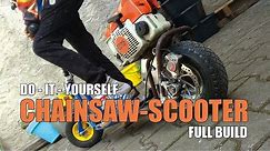 STIHL Chainsaw powered PUKY kid scooter - full build / making of / DIY - crazy power conversation