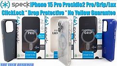 Speck Presidio2 Pro/Grip/Lux: Great iPhone 15 Pro Protective Cases with ClickLock Mega MagSafe Hold!