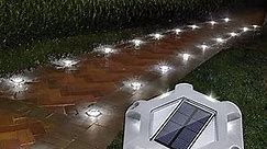 VOLISUN Solar Deck Lights Driveway Dock Lights, 12-Pack Waterproof Outdoor LED Aluminum Dock Lighting Warning Step Lights for Driveway Sidewalk Garden Pathway Yard(White)