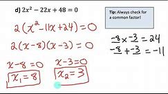 Solving Quadratic Equations by FACTORING | Grade 10 Math | jensenmath.ca