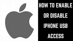 How to Enable or Disable iPhone or iPad USB Access