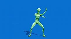 Howard the Alien Dances Blue Screen 3D Rendering Animation