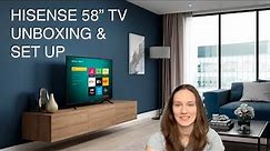 Unboxing 58" Hisense Roku SMART TV and SET UP *SIMPLE*