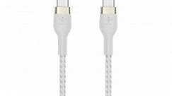 Belkin BoostCharge Pro Flex Braided USB-C to USB-C Charger Cable (2M/6.6FT), USB-IF Certified Power Delivery PD Fast Charging Cable for iPhone 15 Series, MacBook Pro, iPad Pro, Galaxy S23, S22 - White