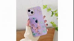 ooooops Glitter Clear Phone Case for iPhone 15 Plus Case for Women Girls, Cute Golden Pink Purple Blue Butterflies Pattern, Slim Hard Protective Case Cover for iPhone 15Plus 6.7'' (Floral Butterfly)