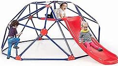 OLAKIDS Climbing Dome with Slide, Kids Outdoor Jungle Gym Geometric Dome Climber, Steel Frame, 8FT Climb Structure Backyard Playground Center Equipment for Toddlers