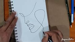 HOW TO DRAW A FEMALE FACE || SINGLE LINE DRAWING || FEMALE PORTRAIT
