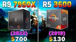 Ryzen 9 7950X (2022) vs Ryzen 5 3600 (2019) | How Big is the Difference? | RTX 4090 24GB