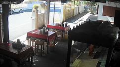 Three teenagers on motorbike crash into noodle restaurant