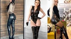 Top 50 trending leather outfits with long boots @StylishWomenSelection