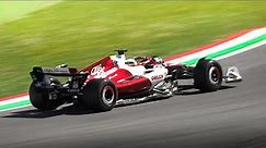 Alfa Romeo C42 F1 2022 Car in action at Imola Circuit for a Pirelli F1 2023 Tyres Development Test