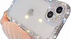 Caseative Glitter Bling Sparkling Diamond Crystal Soft Compatible with iPhone Case for Women Girls (White,iPhone 15 Pro)