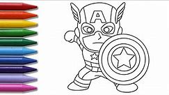 How to draw Captain America for kids -EasyDrawColor - Drawing colouing and Painting - DrawColor