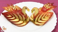 How to Make Apple Swan Garnish - Fruit Carving Video For Beginners