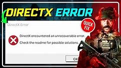 Fix Modern Warfare 3 DirectX Error || DirectX Encountered An Unrecoverable Error!