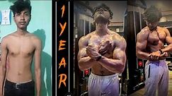 1 years natural body transformation journey from skinny to fit and gym workout