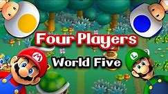 New Super Mario Bros. Wii – 4 players Walkthrough Co-Op (100%) World 5