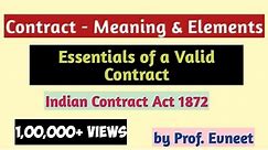 Essentials of valid contract | indian contract act 1872 | elements of contract | contract meaning