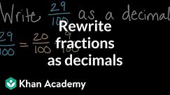 Rewriting fractions as decimals | Math | 4th grade | Khan Academy