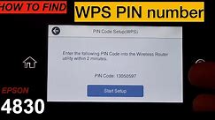 EPSON WorkForce WF 4830 WPS Pin Number.