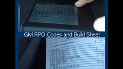 Reading GM RPO Glovebox Codes and Build Sheet