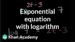 Solving exponential equation with logarithm | Logarithms | Algebra II | Khan Academy