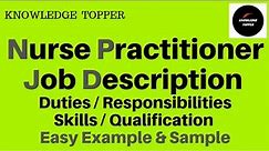 Nurse Practitioner Job Description | Nurse Practitioner Duties and Responsibilities