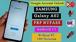 Samsung A02 FRP Bypass (SM-A022F/DS) Google Account Unlock Without PC Android 11