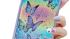 LCHULLE Girly Case for iPhone 7 Plus iPhone 8 Plus Case Cute Iridescent Butterfly Design Laser Bling Glitter Stars for Girls Women Soft TPU Bumper Drop Protection Case for iPhone 7 Plus/8 Plus, Purple