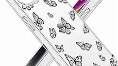 OOZ Crystal Phone Case for iPhone 14 Plus(2022) 6.7", Cute Clear Protective Cover,Black Butterfly Pattern Soft Shockproof Clear Phone Protective Case Cover for Women Girls