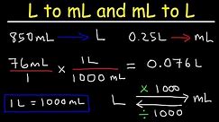 How To Convert From MilliLiters to Liters and Liters to Milliliters - mL to L and L to mL