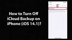 How to Turn Off iCloud Backup on iPhone (iOS 14.1)?