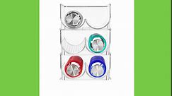 mDesign Stackable Plastic 3 Bottle Refrigerator Wine Rack - Kitchen Storage Organizer for Champagne, Wine or Water Bottles - Stacking Wine Organizer for Fridge - Ligne Collection - 2 Pack - Clear