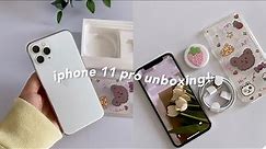 unboxing iphone 11 pro silver 📦 + cute accessories, 256 gb, setup and camera test