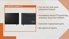 LG recalls some TVs, stands due to tipping hazard