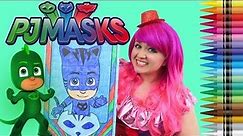 Coloring Catboy PJ Masks GIANT Coloring Book Page Crayola Crayons | COLORING WITH KiMMi THE CLOWN