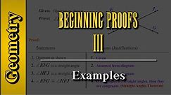 Geometry: Beginning Proofs (Level 3 of 3) | Examples