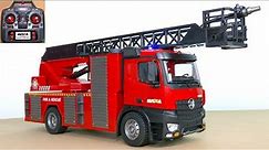 HUINA 1561 RC FIRE TRUCK UNBOXING, FIRST TEST!! SCALE 1/14 RADIO CONTROLLED MODEL TRUCK RTR