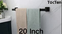 TocTen Bath Towel Rack - Square Base Thicken SUS304 Stainless Steel Towel Bar for Bathroom, Bathroom Accessories Towel Rod Heavy Duty Wall Mounted Towel Holder. (Black, 16)