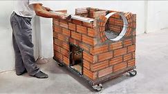 How to make a new pizza oven from red bricks and cement