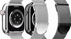 2 Pack Metal Magnetic Band Compatible with Apple Watch Bands 38mm 40mm 41mm 42mm 44mm 45mm 49mm Women Men,Milanese Loop Stainless Steel Mesh Adjustable Strap for iWatch Series 9 8 7 6 5 4 3 2 SE ultra