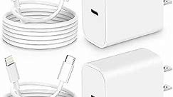 iPhone-Charger-Fast-Charging-Cord [MFi Certified] Usb C to Lightning Cable iPhone Charger Cord,20W PD USB C Wall Charger and 2-Pack(6ft+10ft) Fast Charging Cable Compatible with Apple iPhone/iPad/iPod
