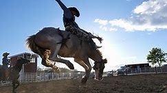 What happens during a saddle bronc ride?