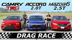 2020 Toyota Camry TRD vs Honda Accord vs Mazda6 // DRAG & ROLL RACE