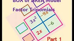 Factor Trinomials Using Box Area Model Write Equation in Factor and Standard Form IB Math