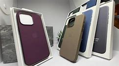 All Apple iPhone 15 Pro Max "FineWoven" Cases: MULBERRY, EVERGREEN, TAUPE, PACIFIC BLUE, BLACK