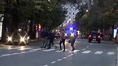 Belgrade police van responding with manual siren