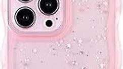 Cyberowl Compatible with iPhone 15 Pro Max,Cute Kawaii Bling Sparkle Glitter Frame Shape Soft Silicone Shockproof Protective Phone Case Cover for Women Girls Pink