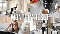 MONTHLY RESET | financial planning, deep cleaning, grocery haul, tips for getting out of a funk